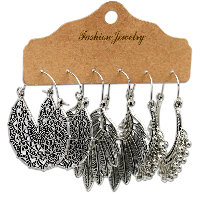 Boho Ethnic Dangle/Round Earrings For Women Vintage Fashion 2021 Earrings Sets Pendientes Earring Unusual Pendant Jewelry Female