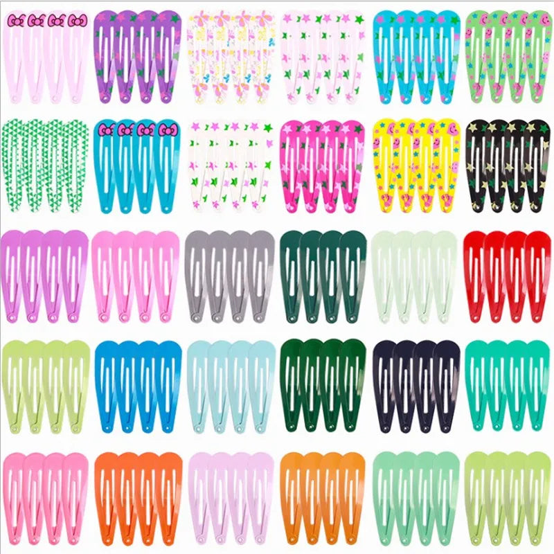 50Pcs/Lot Korean Style Girls Hair Accessories Cartoon Hairclip Candy Color Flower Hair Clip Barrette Cute Hair Clip for Kids