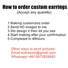 Load image into Gallery viewer, SOMESOOR Vinatge African Headwrap Woman Wood Drop Earrings Afrocentric Ethnic Boths Side Painting Jewelry For Blacks Gifts 1Pair