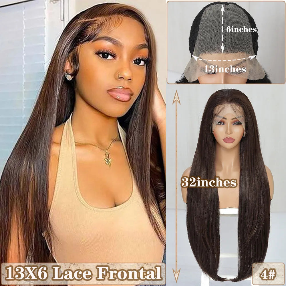 X-TRESS 13X3 Lace Front Synthetic Wigs For Women Black Colored Free Part Long Straight Soft Natural Daily Hair Wig 150% Density