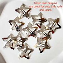 Load image into Gallery viewer, 2/50Pcs Y2K Silver Star Hair Clips for Girls Filigree Star Metal Snap Clip Hairpins Barrettes Hair Jewelry Nickle Free Bobby Pin
