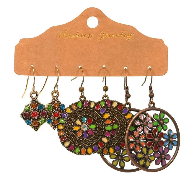 Boho Ethnic Dangle/Round Earrings For Women Vintage Fashion 2021 Earrings Sets Pendientes Earring Unusual Pendant Jewelry Female