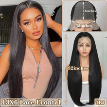 Load image into Gallery viewer, X-TRESS 13X3 Lace Front Synthetic Wigs For Women Black Colored Free Part Long Straight Soft Natural Daily Hair Wig 150% Density